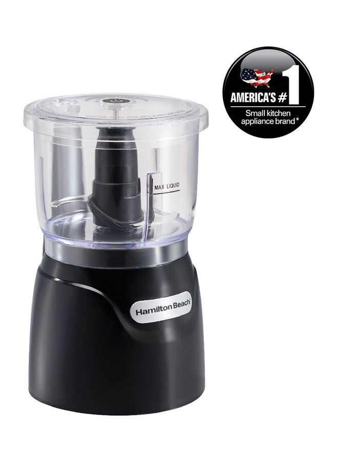 Hamilton Beach - Stack And Press Food Chopper, 3 Cup Capacity, Chop, Puree, Emulsify, Easy Cleaning With Removable Bowl, Blade, Cord Wrap For Easy Storage 710 ml 350 W 72850-ME Black/Clear - Image 1