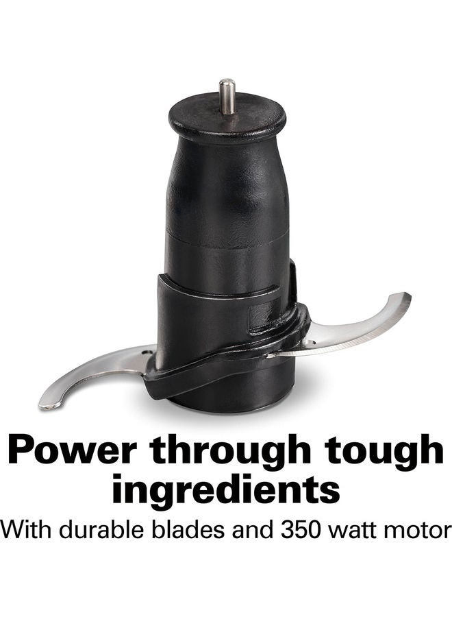 Hamilton Beach - Stack And Press Food Chopper, 3 Cup Capacity, Chop, Puree, Emulsify, Easy Cleaning With Removable Bowl, Blade, Cord Wrap For Easy Storage 710 ml 350 W 72850-ME Black/Clear - Image 1