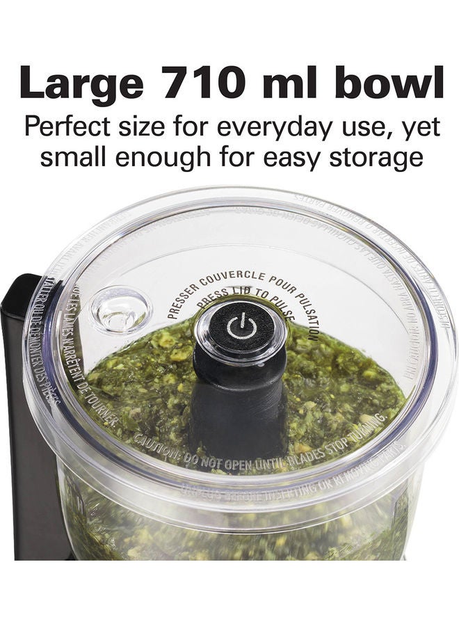 Hamilton Beach - Stack And Press Food Chopper, 3 Cup Capacity, Chop, Puree, Emulsify, Easy Cleaning With Removable Bowl, Blade, Cord Wrap For Easy Storage 710 ml 350 W 72850-ME Black/Clear - Image 1