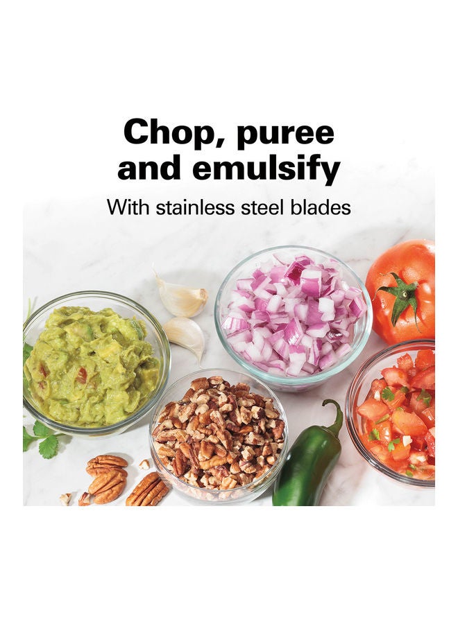 Hamilton Beach - Stack And Press Food Chopper, 3 Cup Capacity, Chop, Puree, Emulsify, Easy Cleaning With Removable Bowl, Blade, Cord Wrap For Easy Storage 710 ml 350 W 72850-ME Black/Clear - Image 1