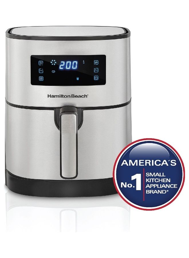 Hamilton Beach Digital Air Fryer With 8 Pre-Sets For Air Fry, Roast, Bake, Reheat Quick Easy Meals, Easy To Clean Non-Stick Basket With Crisper 5.6 L 1700 W 35075-ME Silver  - Image 2