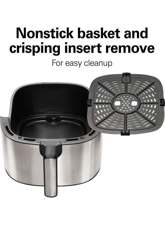 Hamilton Beach Digital Air Fryer With 8 Pre-Sets For Air Fry, Roast, Bake, Reheat Quick Easy Meals, Easy To Clean Non-Stick Basket With Crisper 5.6 L 1700 W 35075-ME Silver  - Image 3