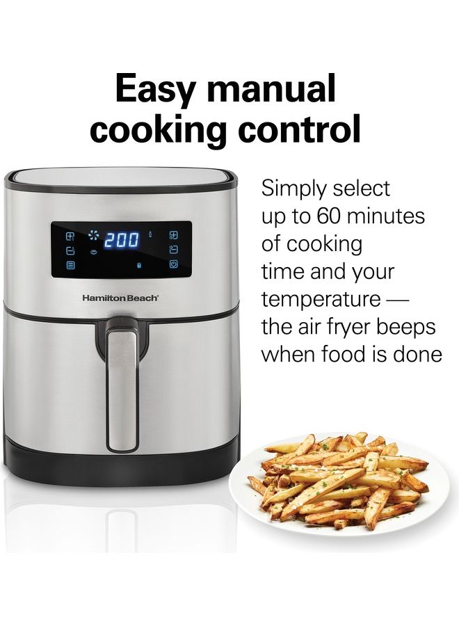 Hamilton Beach - Digital Air Fryer With 8 Pre-Sets For Air Fry, Roast, Bake, Reheat Quick Easy Meals, Easy To Clean Non-Stick Basket With Crisper 5.6 L 1700 W 35075-ME Silver - Image 1