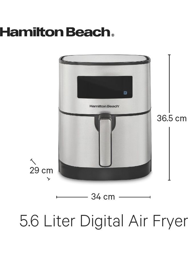 Hamilton Beach - Digital Air Fryer With 8 Pre-Sets For Air Fry, Roast, Bake, Reheat Quick Easy Meals, Easy To Clean Non-Stick Basket With Crisper 5.6 L 1700 W 35075-ME Silver - Image 1