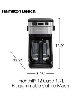 Frontfill 12 Cup Programmable Coffee Maker, Glass Carafe, Wake Up Ready, 3 Brewing Options, Reusable Mesh Filter, Clean Reminder, Auto Shut Off 1.7 L 950 W 46310-ME Black - v1688976535/N53419022A_3