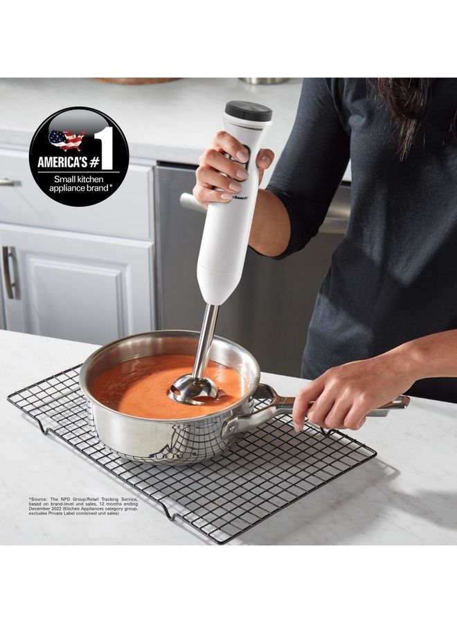 Hamilton Beach - Hand Blender With 500Ml Chopper, Whisker, 700Ml Beaker, Variable Speed Dial And Turbo Boost - Blend, Whip, Chop, Mix, Puree All In One, 2 Storage Lids HB6040-ME White - Image 1