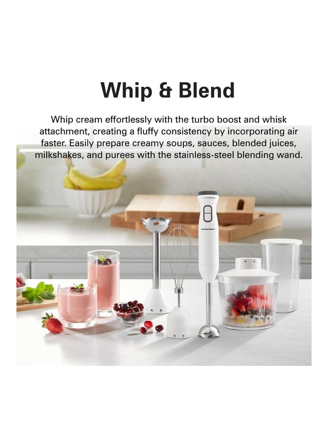 Hamilton Beach - Hand Blender With 500Ml Chopper, Whisker, 700Ml Beaker, Variable Speed Dial And Turbo Boost - Blend, Whip, Chop, Mix, Puree All In One, 2 Storage Lids HB6040-ME White - Image 1