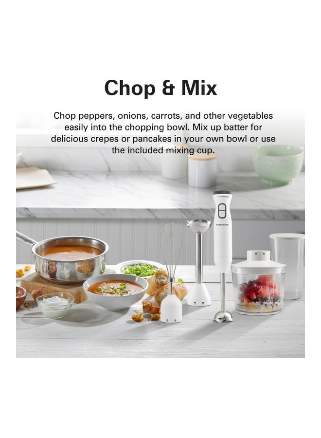 Hamilton Beach - Hand Blender With 500Ml Chopper, Whisker, 700Ml Beaker, Variable Speed Dial And Turbo Boost - Blend, Whip, Chop, Mix, Puree All In One, 2 Storage Lids HB6040-ME White - Image 1