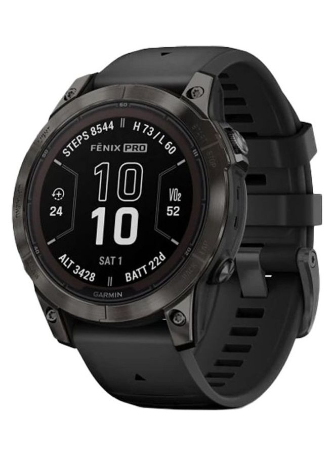 GARMIN - Fenix 7 Pro - 47MM - Sapphire Solar Edition - Up To 22 Days In Battery Life - 1.3"inch Sunlight-Visible  Display, Scratch Resistant, Power Sapphire™, Heart Rate Monitor, All Day Stress Monitor, Power Glass Solar Charging Lens, Super Bright LED Flashlight, iOS and Android Compatible Black - Image 1