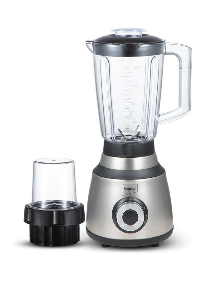 Impex 2 in 1 Powerful Blender  - Powerful Copper Motor, 1.6L Unbreakable Blender Jar, 150g Grinding Jar, Ice-Crushing Blades, Stainless Steel Housing, 4 Speeds, Motor Overheat Protection 600 W BL3508 Black & Grey  - Image 1