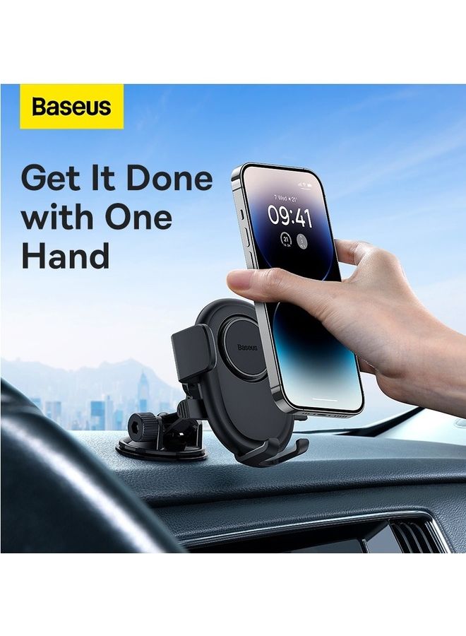 Baseus - Universal Phone Holder Mount for Car [2023 Upgraded Nano Vacuum Super Suction Cup] Dashboard/Windshield Car Mount for iPhone 15 Plus, 15 Pro/Max, 14 /13/12/11 Series, Samsung S23 All Phones And Cars Black - Image 1
