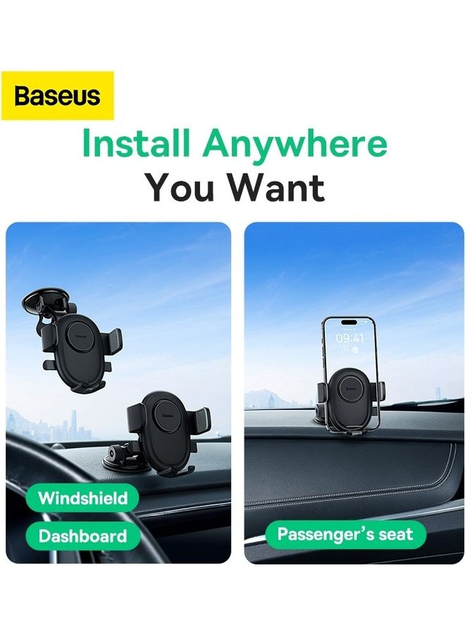 Baseus - Universal Phone Holder Mount for Car [2023 Upgraded Nano Vacuum Super Suction Cup] Dashboard/Windshield Car Mount for iPhone 15 Plus, 15 Pro/Max, 14 /13/12/11 Series, Samsung S23 All Phones And Cars Black - Image 1