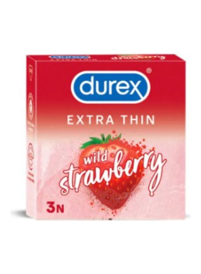 Durex - 3Pieces Extra Thin Wild Strawberry - Image 1
