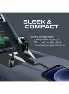 PROMATE 33W Quick Charging Car Charger with Lightning Connector Cable Black  - Image 2
