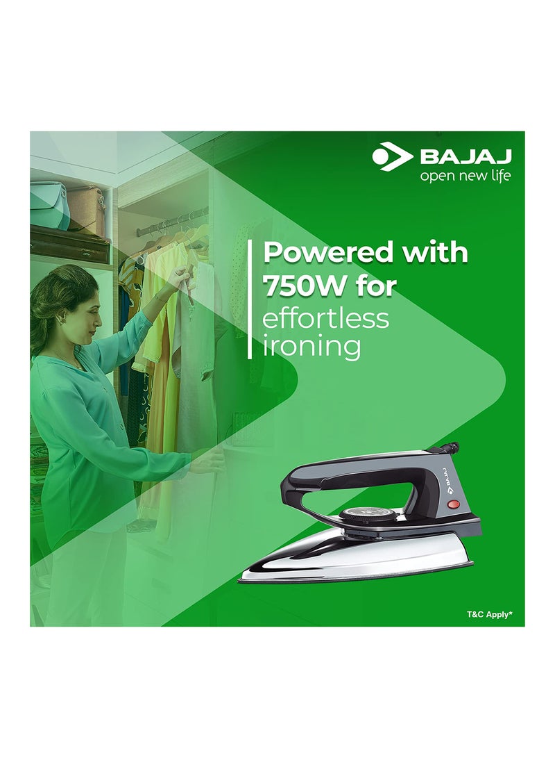 Bajaj - 600W Dry Iron with Non-Stick DuraGlide Soleplate & German Coating | Adjustable Temperature for Wrinkle-Free Ironing on All Fabrics | Cool-Touch Handle, Extra Lift, 360° Swivel Cord 600 W DX 2 Black - Image 1
