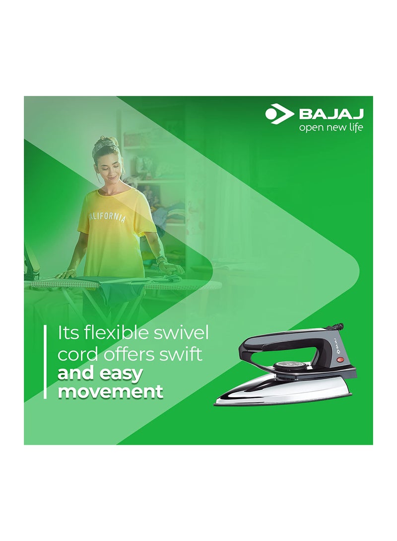 Bajaj - 600W Dry Iron with Non-Stick DuraGlide Soleplate & German Coating | Adjustable Temperature for Wrinkle-Free Ironing on All Fabrics | Cool-Touch Handle, Extra Lift, 360° Swivel Cord 600 W DX 2 Black - Image 1