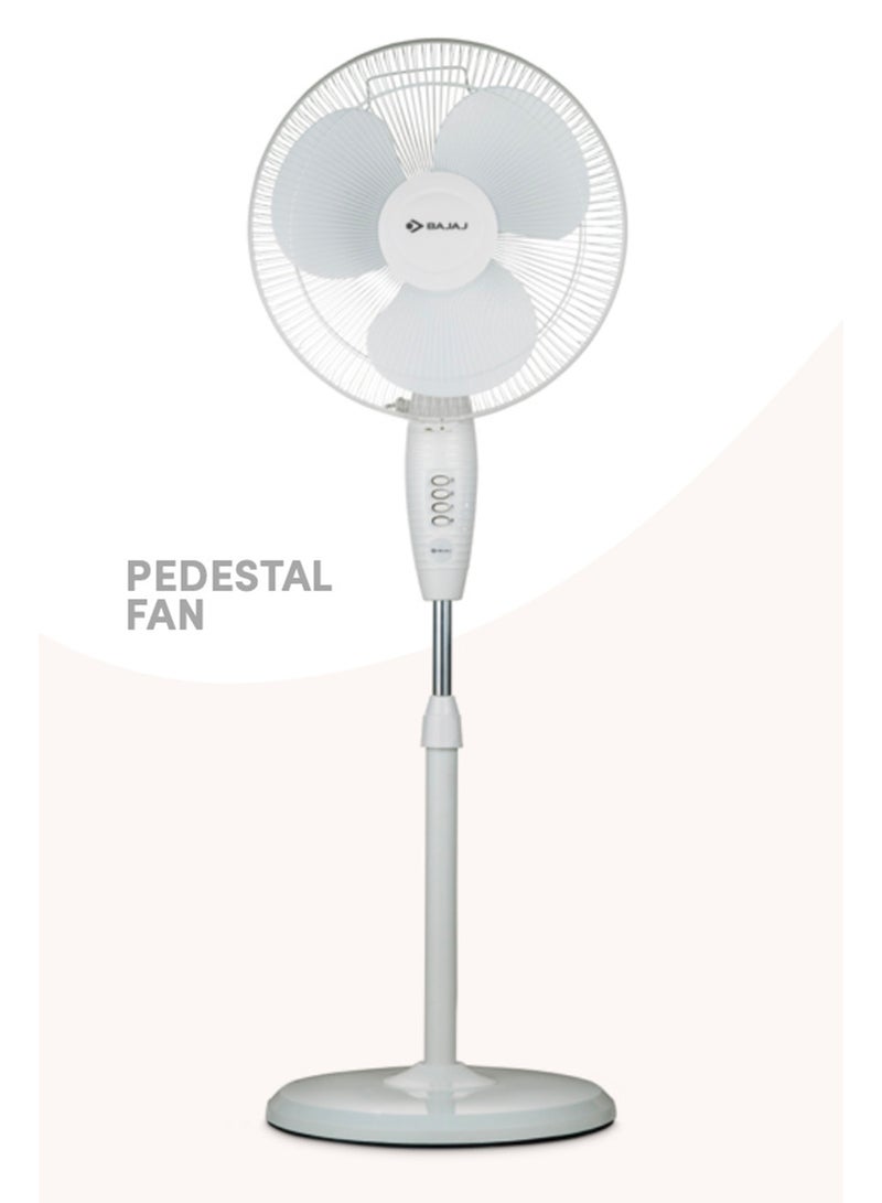 Bajaj - Esteem 50W 400mm Pedestal Fan with Tilt & Oscillating Function, High-Speed 1320 RPM, 3-Speed Control, Copper Motor, Silent Operation, Voltage Protection | Durable Design Esteem White - Image 1