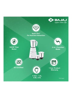 Bajaj Gx-1 Mixer Grinder 500.0 W 410125 White  - Image 3