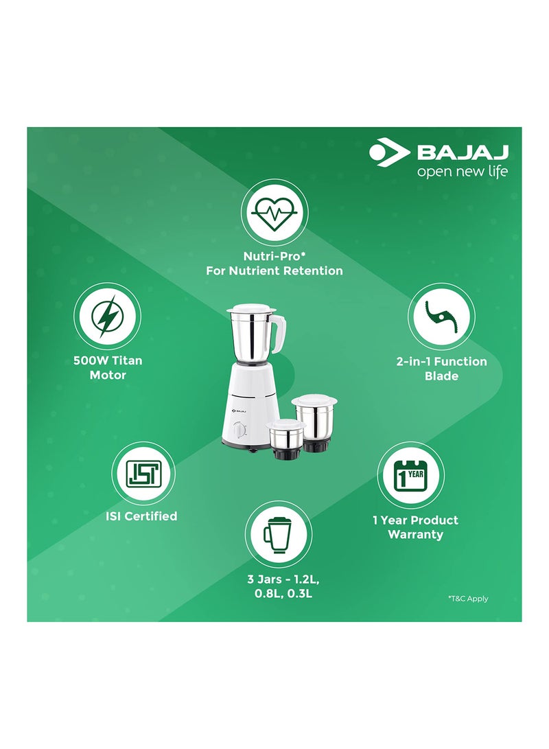 Bajaj - Gx-1 Mixer Grinder 500.0 W 410125 White - Image 1