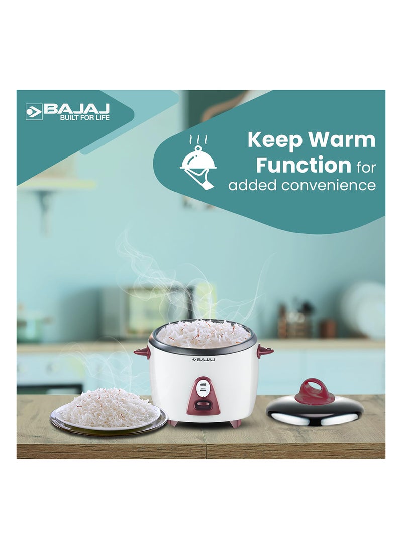Bajaj - Majesty New Rcx 3 With Keep Warm Function Rice Cooker 1.5 L 350 W 680012 White/Maroon - Image 1