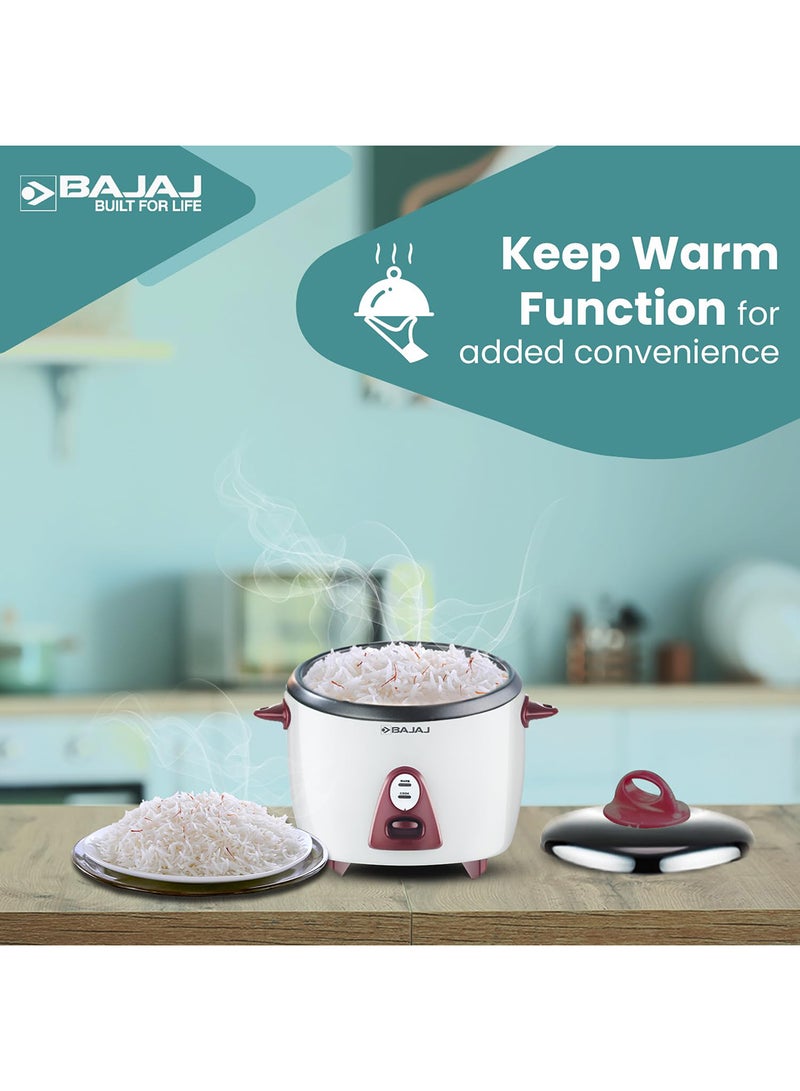 Bajaj - Majesty New Rcx 3 With Keep Warm Function Rice Cooker 1.5 L 350 W 680012 White/Maroon - Image 1