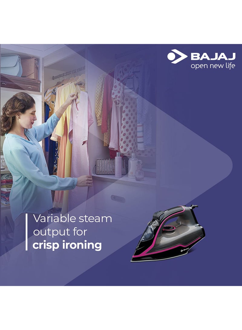 Bajaj - 2000W Steam Iron with Steam Burst, Anti-Drip & Anti-Scale Technology | Non-Stick Soleplate, Variable Steam Output, Vertical & Horizontal Ironing | Durable & Efficient Design 210 ml 2000 W MX 35N Black - Image 1