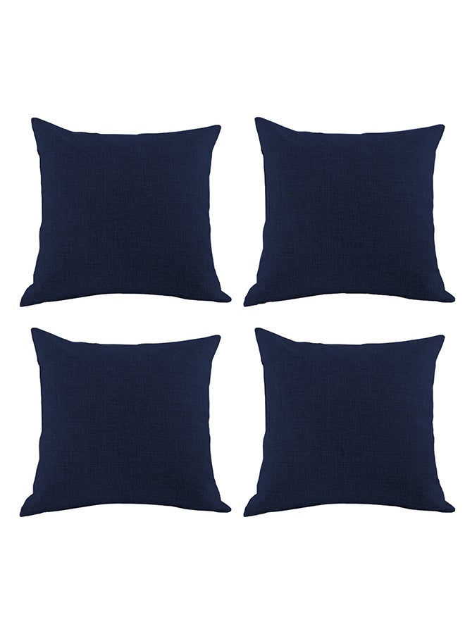 4 Pieces Square Linen Decorative Cushion Set Solid Design Dark Blue - v1688994235/N37812048A_2