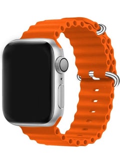MARGOUN Apple Watch Ocean Band 49,45,44,42 Mm Soft Silicone Loop Strap For Iwatch Series Ultra/8/7/SE/6/5/4/3/2/1 Orange  - Image 1