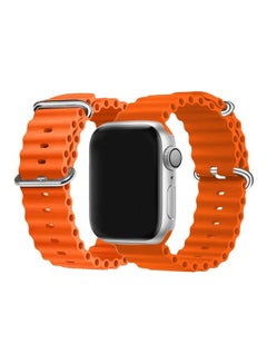 MARGOUN Apple Watch Ocean Band 49,45,44,42 Mm Soft Silicone Loop Strap For Iwatch Series Ultra/8/7/SE/6/5/4/3/2/1 Orange  - Image 2