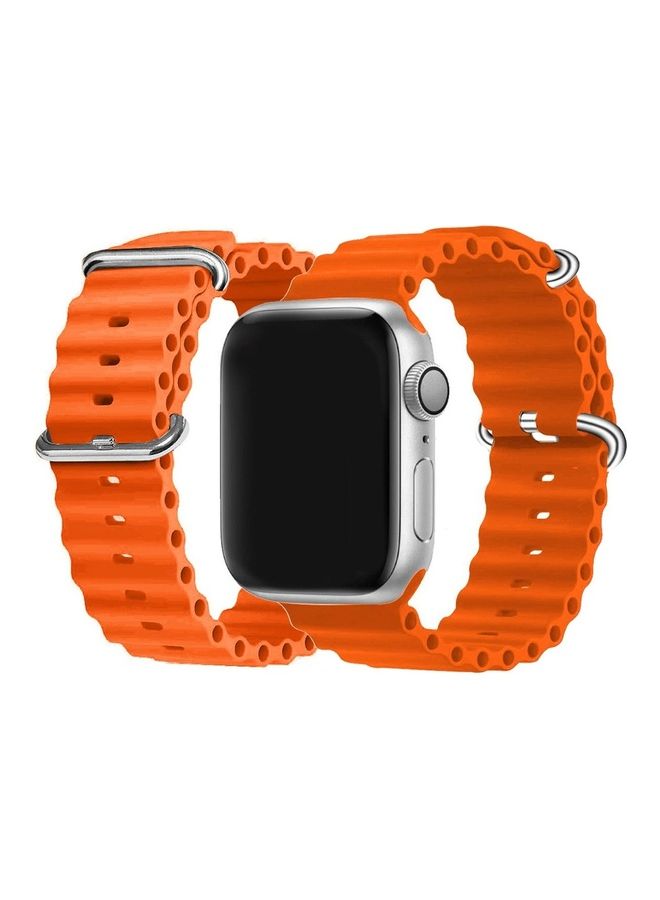 MARGOUN - Apple Watch Ocean Band 49,45,44,42 Mm Soft Silicone Loop Strap For Iwatch Series Ultra/8/7/SE/6/5/4/3/2/1 Orange - Image 1