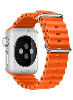 MARGOUN Apple Watch Ocean Band 49,45,44,42 Mm Soft Silicone Loop Strap For Iwatch Series Ultra/8/7/SE/6/5/4/3/2/1 Orange  - Image 3