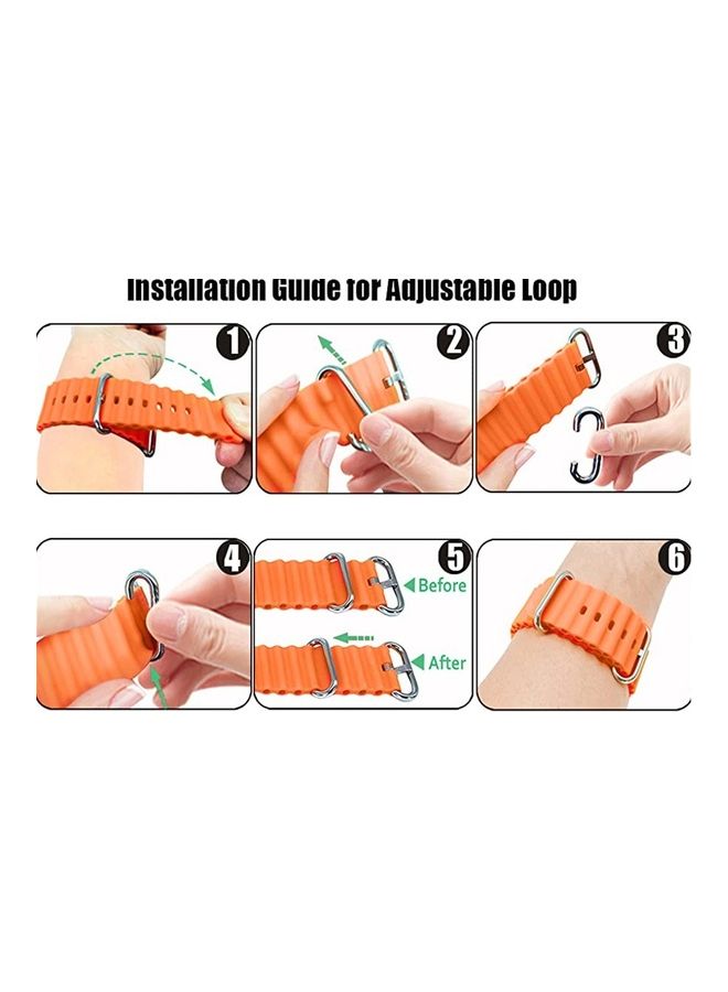 MARGOUN - Apple Watch Ocean Band 49,45,44,42 Mm Soft Silicone Loop Strap For Iwatch Series Ultra/8/7/SE/6/5/4/3/2/1 Orange - Image 1