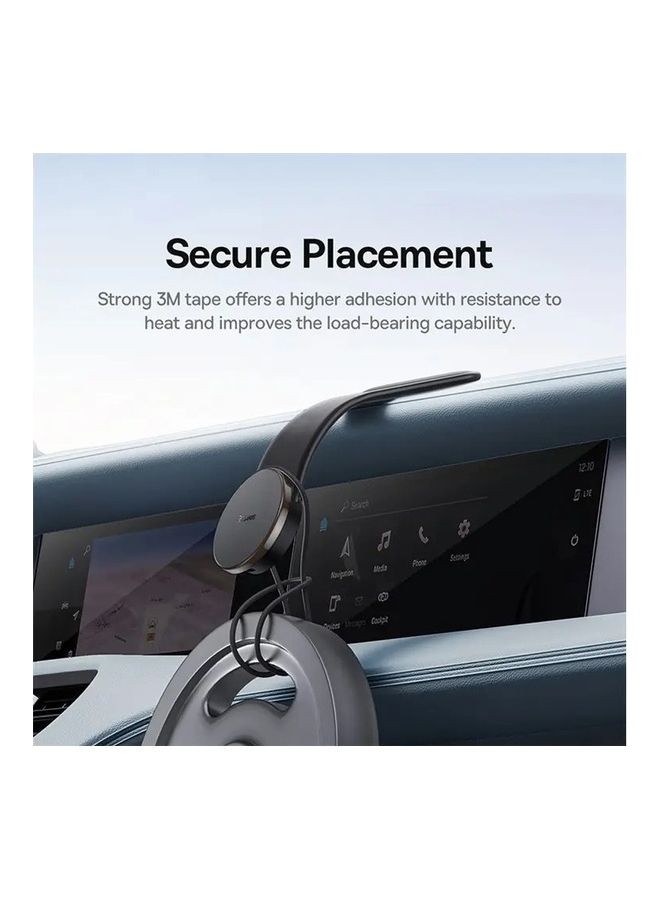 Baseus - 15W Wireless Magnetic Magsafe Car Mount Phone Holder Compatible With iPhone 15 Pro Max/Plus,14,13, 12 Pro Plus Max Mini, Tesla Car Bendable Memory Titanium Alloy For All Dashboard And Center Console Black - Image 1