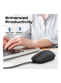 1200DPI Wired Mouse with 6 million Keystrokes, Hyper-Fast Scroll Wheel, 3 Button, 150cm Cable and Anti-Slip Design, CM-1200 Black - v1689048172/N53419221A_2