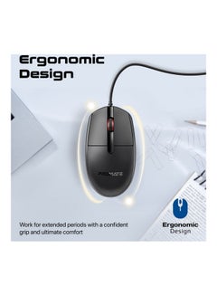 1200DPI Wired Mouse with 6 million Keystrokes, Hyper-Fast Scroll Wheel, 3 Button, 150cm Cable and Anti-Slip Design, CM-1200 Black - v1689048172/N53419221A_3