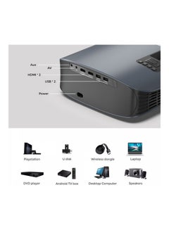 Wownect LED 300ANSI Lumens Screen Size Up to 200 Inch Native Resolution 1080P 30000 Hours Lamp Life Full HD Portable Home Theater Video Outdoor Projectors PROJ-WO-74-B Black  - Image 4