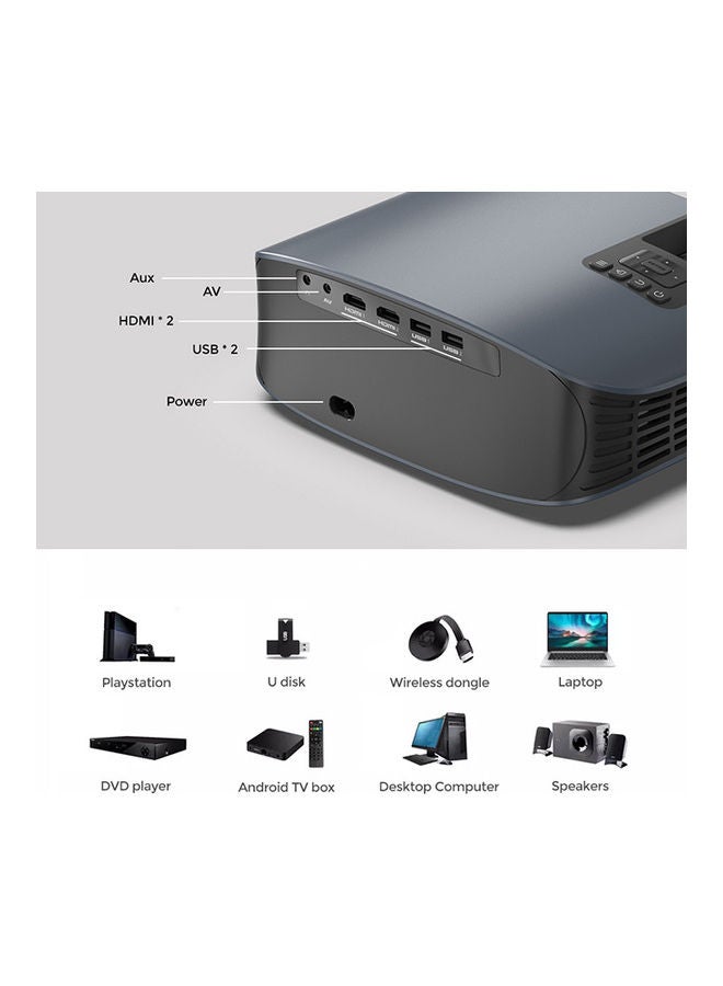 Wownect LED 300ANSI Lumens Screen Size Up to 200 Inch Native Resolution 1080P 30000 Hours Lamp Life Full HD Portable Home Theater Video Outdoor Projectors PROJ-WO-74-B Black  - Image 4