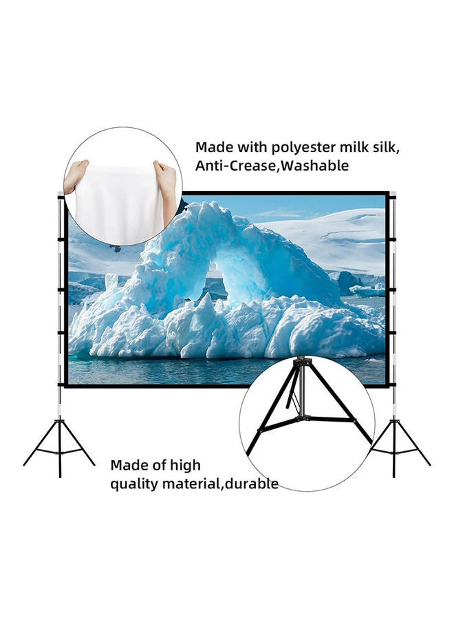 Wownect - Projector Screen With Stand 150 Inch Portable Indoor Outdoor Projection Screen 16:9 Hd 4K Wrinkle-Free Outdoor Movies Screen Carrying Bag UNV-WO-SCR-18 White - Image 1