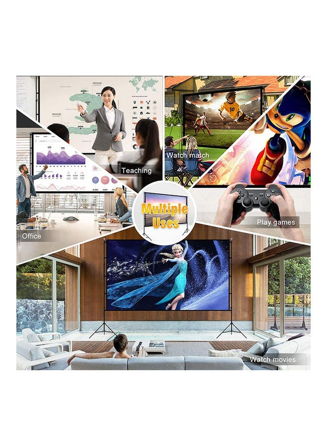 Wownect - Projector Screen With Stand 150 Inch Portable Indoor Outdoor Projection Screen 16:9 Hd 4K Wrinkle-Free Outdoor Movies Screen Carrying Bag UNV-WO-SCR-18 White - Image 1