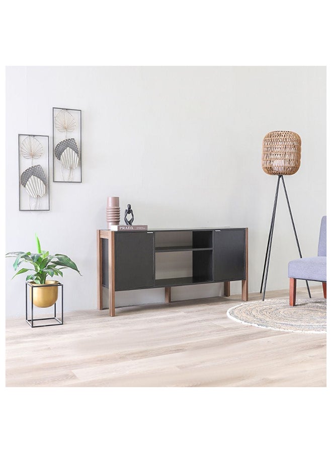 DANUBE HOME Tarsus Top TV Unit for TVs Upto 55 inches And Multifunctional Home Theater, Wood Black/Walnut 134x35.4x68.5cm  - Image 3