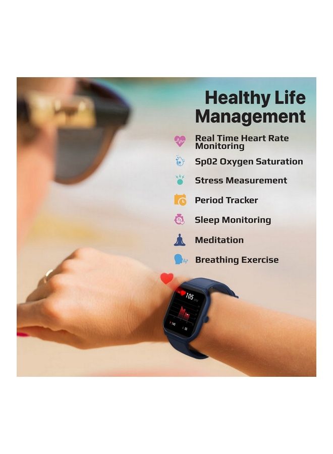 PROMATE - 300 mAh Smart Watch, Sporty Bt 3.0 + Ble 5.2 Fitness Tracker With 1.96” Always-On Amoled Display, 10 Day Battery Life, 100+ Sports Modes And Ip68 Water Resistance For Iphone 1415, Galaxy S23, Prowatch-Am19 Blue - Image 1