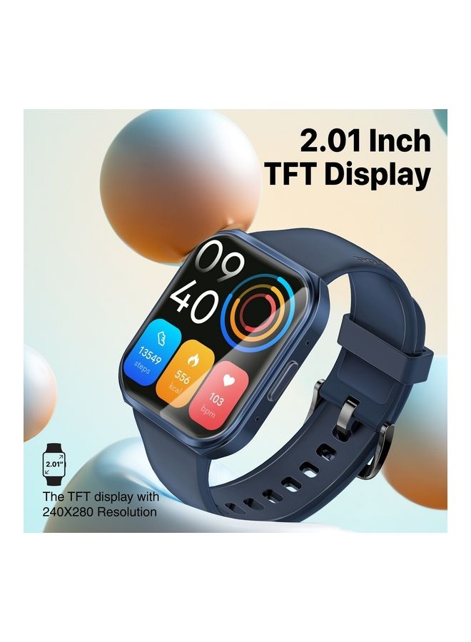 PROMATE - 280 mAh Smart Watch, Premium Bluetooth 3.0 + Ble 5.2 Health Fitness Tracker With 2-Inch Tft Display, 7 Day Battery Life, 110+ Sports Modes And Ip68 Water Resistance For Iphone 14,15, Galaxy S23, Xwatch-Tf2 Blue - Image 1