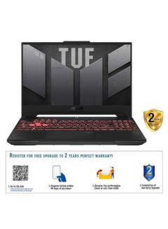 ASUS TUF Gaming A15 FA507NU-LP031W,Gaming (Upgraded Version) Laptop, AMD R7 7735HS 16GB 512GB SSD, NV RTX4050, 6GB Graphics ,WIN11 HOME, 15.6 inch FHD 1920X1080 144Hz, HD Webcam, Backlit-RGB English/Arabic Mecha Gray  - Image 2