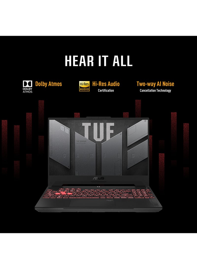 TUF Gaming A15 FA507NU-LP031W,Gaming (Upgraded Version) Laptop, AMD R7 7735HS 16GB 512GB SSD, NV RTX4050, 6GB Graphics ,WIN11 HOME, 15.6 inch FHD 1920X1080 144Hz, HD Webcam, Backlit-RGB English/Arabic Mecha Gray