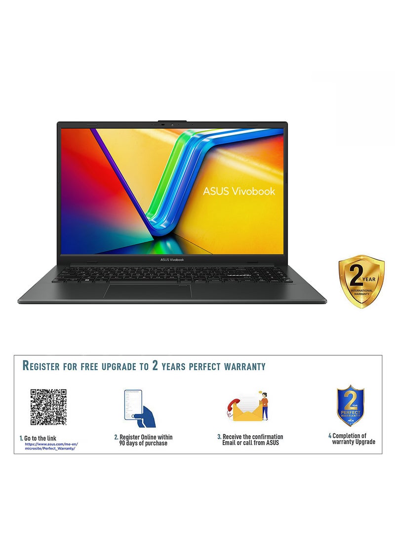 ASUS - Vivobook Go 15 OLED E1504FA-OLEDR5W (Mixed Black) Slim Laptop, R5 7520U 16GB 512GB PCIE G3 SSD, AMD Radeon, WIN11 HOME, 15.6-inch, HD Webcam, Fingerprint, Backlit English/Arabic Mixed Black - Image 1