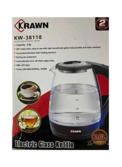KRAWN Water Kettle Glass 2 L 1000 W kw-38118 Black  - Image 2