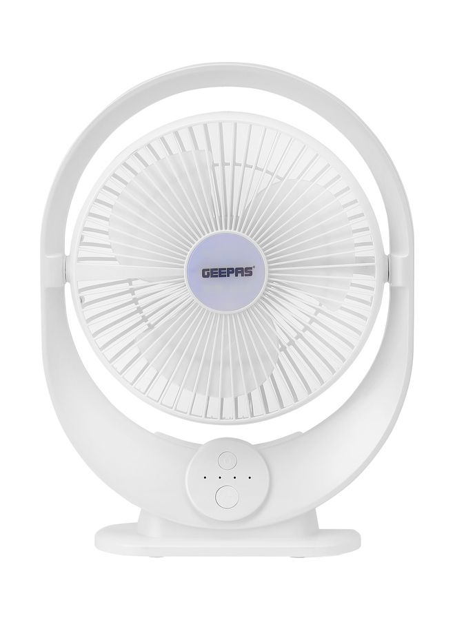 GEEPAS - 8" Rechargeable Fan with LED Light| High Performance Fan with Working Time up to 10 Hours, 3-Speed Controls| Powerful and Efficient Cooling| High Performance High Speed Wind| 2 Years Warranty GF21120 White - Image 1