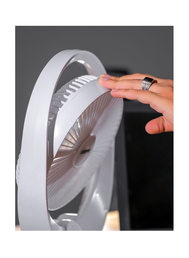 GEEPAS - 8" Rechargeable Fan with LED Light| High Performance Fan with Working Time up to 10 Hours, 3-Speed Controls| Powerful and Efficient Cooling| High Performance High Speed Wind| 2 Years Warranty GF21120 White - Image 1
