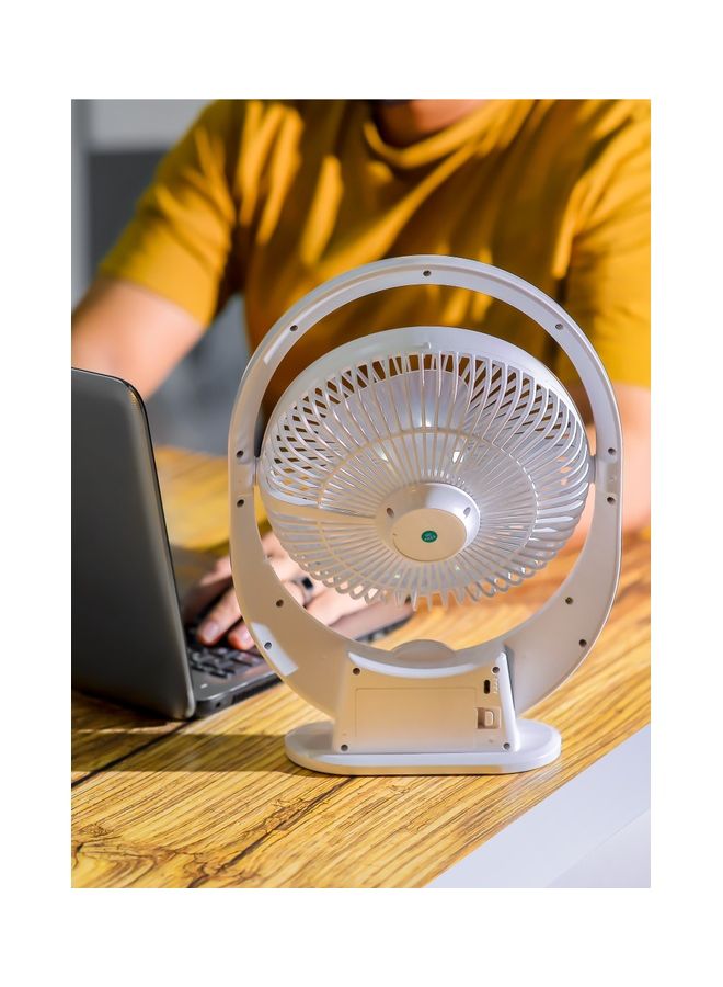 GEEPAS - 8" Rechargeable Fan with LED Light| High Performance Fan with Working Time up to 10 Hours, 3-Speed Controls| Powerful and Efficient Cooling| High Performance High Speed Wind| 2 Years Warranty GF21120 White - Image 1