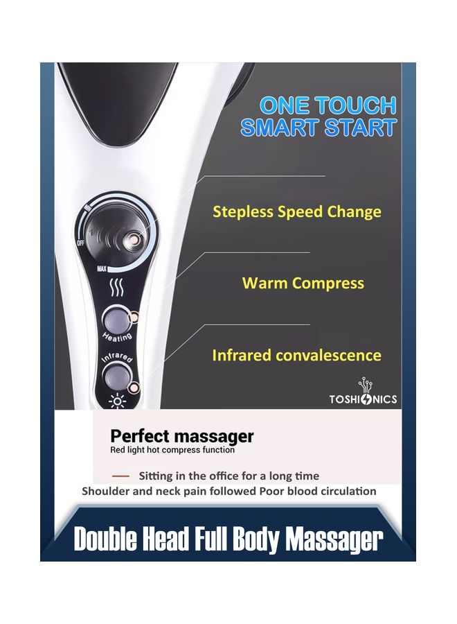 Toshionics Handheld Full Body Massage With Heating Vibration Infrared Deep Tissue Massage Dual Head For Neck Shoulder Back Arms Leg Foot Calf Muscle Relax Pain Hand Tension Relief Massager - Image 4